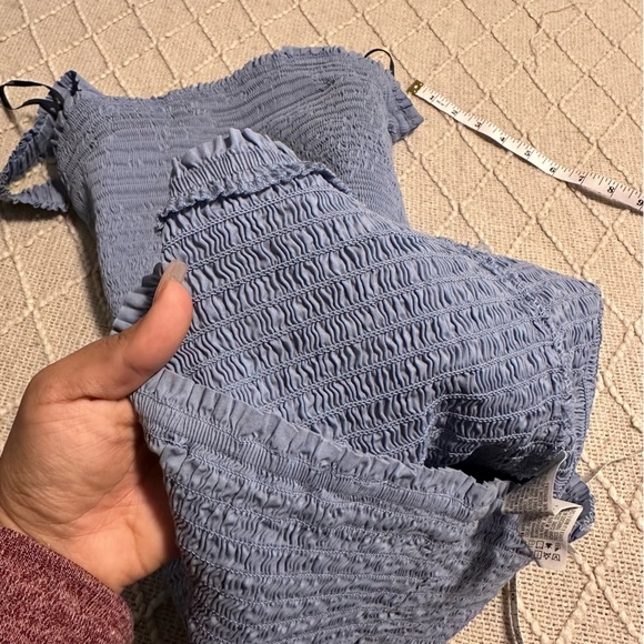 Forever 21 Blue smocked mini dress size Large women’s thick shoulder straps - Picture 3 of 7